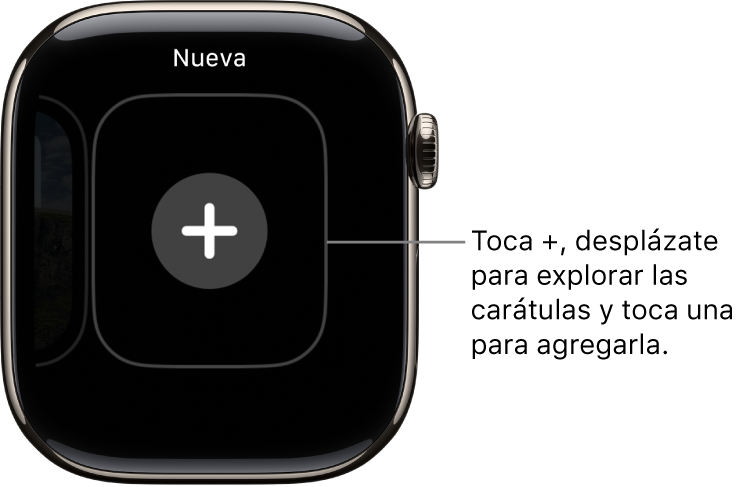 Pantalla de carátula nueva, con un botón “+” en medio. Toca para agregar una carátula nueva.