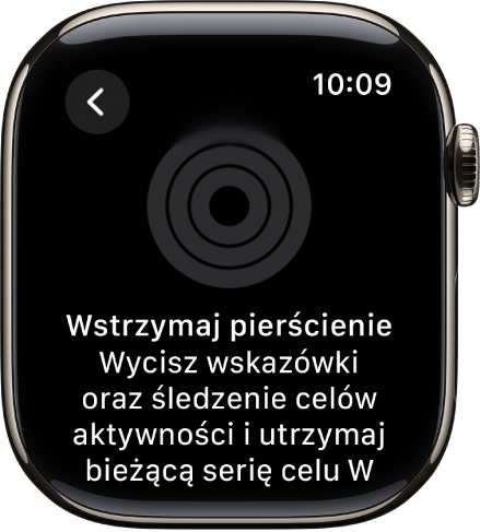 Ekran Wstrzymaj pierścienie aktywności.