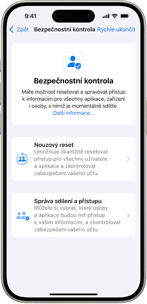 iPhone s obrazovkou bezpečnostní kontroly