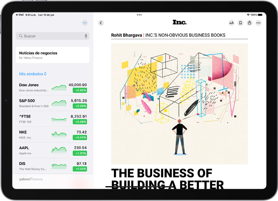 Un artículo de Apple News. En la esquina superior izquierda del artículo se encuentra el botón Atrás para volver a los demás artículos sugeridos. En la esquina superior derecha están los botones Tamaño del texto, Guardar, Compartir y Más acciones.