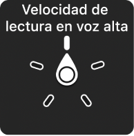 El control del rotor con la carátula apuntando hacia la configuración Velocidad de habla.